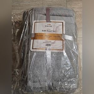 New Touche 6-Piece Bath Towel Set in Gray Cotton